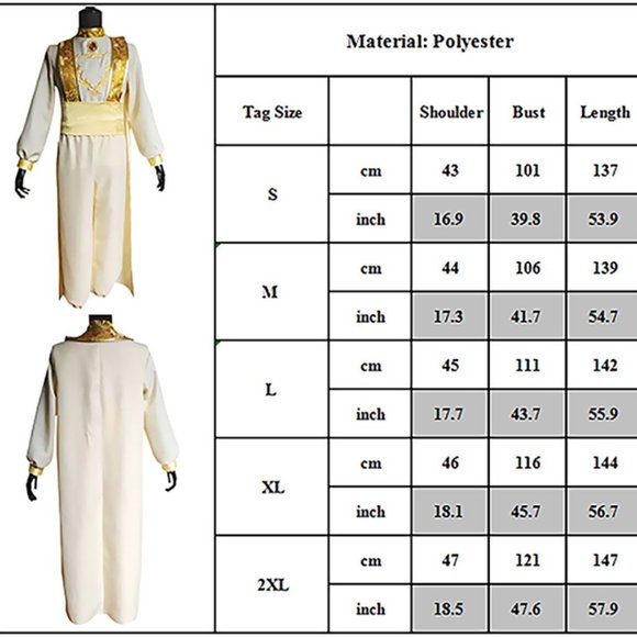 Aladdin Animation Arabian Prince Sultan Hat Cosplay Halloween Man Adam Costume - Picture 5 of 10